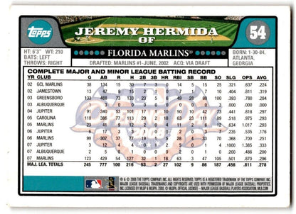 2008 Topps Opening Day Jeremy Hermida Florida Marlins #54