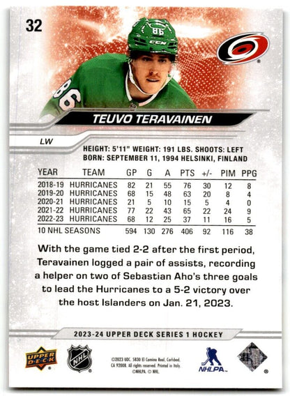 2023-24 Upper Deck Teuvo Teravainen Carolina Hurricanes #32