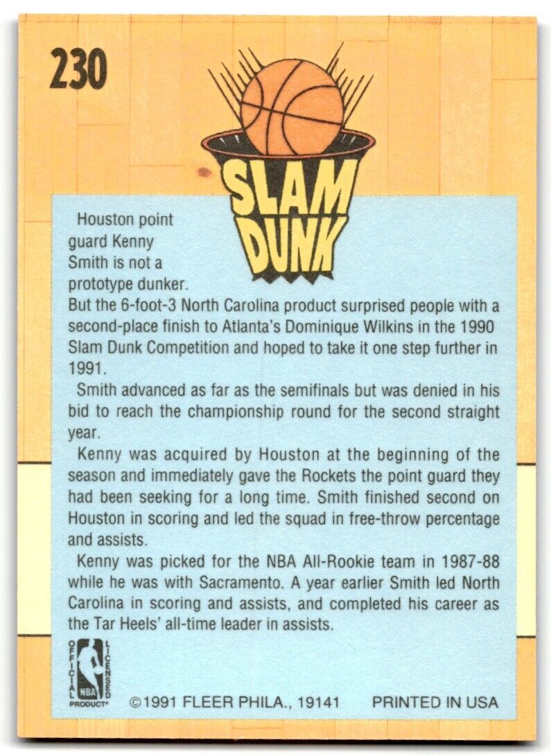 1991-92 Fleer Kenny Smith Houston Rockets #230