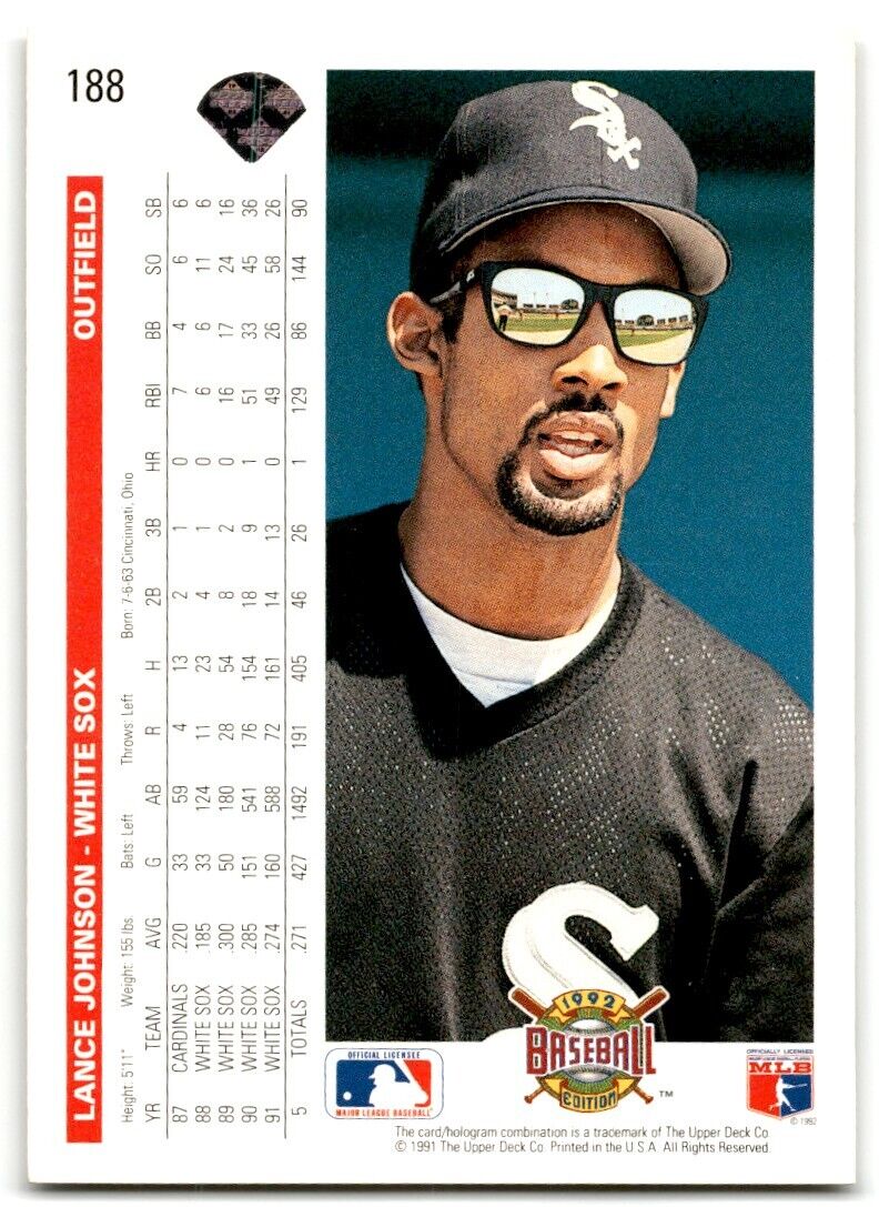 1992 Upper Deck Lance Johnson Chicago White Sox #188