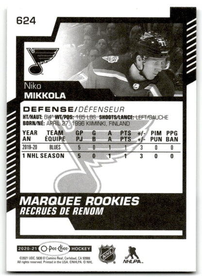 2020-21 Upper Deck 2020-21 O-Pee-Chee Update Niko Mikkola Rookie St. Louis Blues