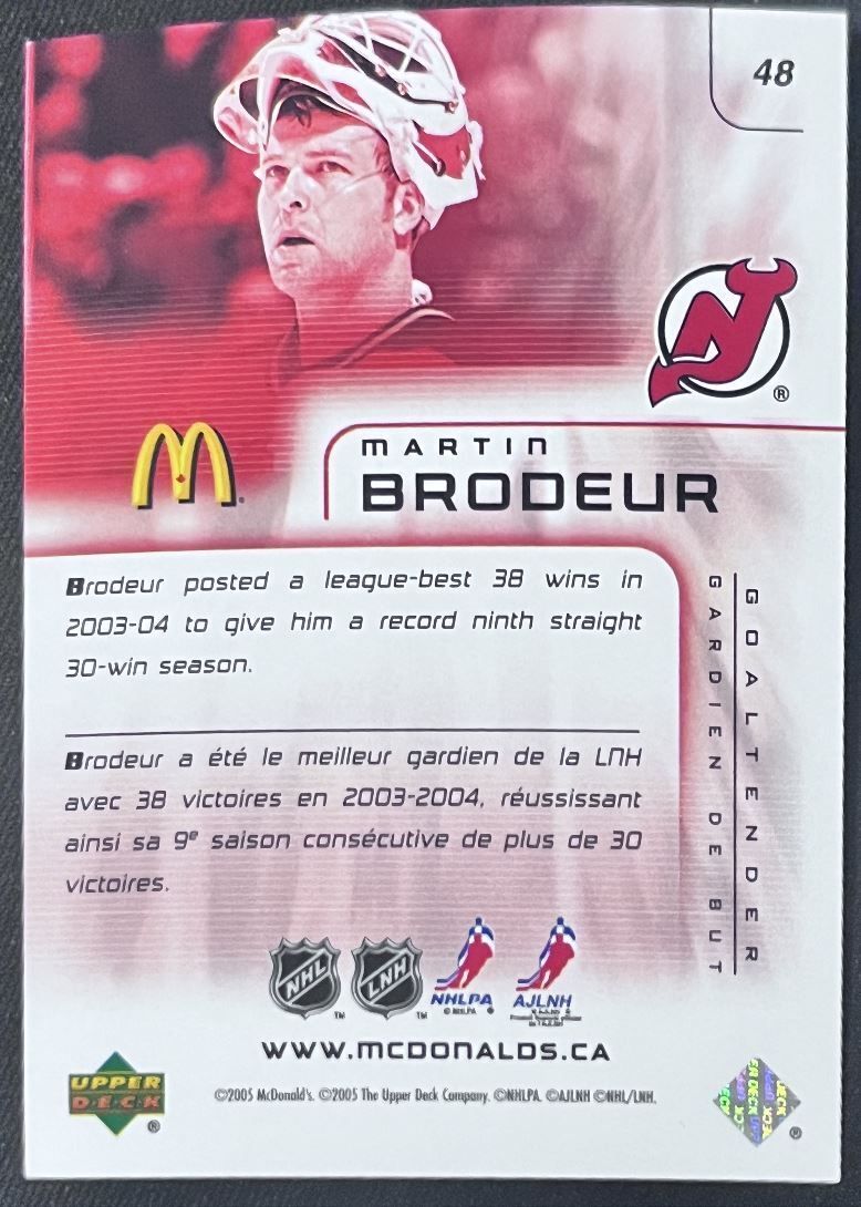 2005-06 Upper Deck McDonald's Martin Brodeur New Jersey Devils #48