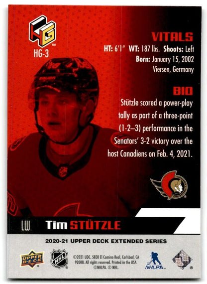 2020-21 Upper Deck HoloGrFx Rookies Tim Stutzle Ottawa Senators #HG-3