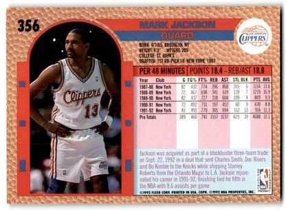 1992-93 Fleer Mark Jackson Los Angeles Clippers #356