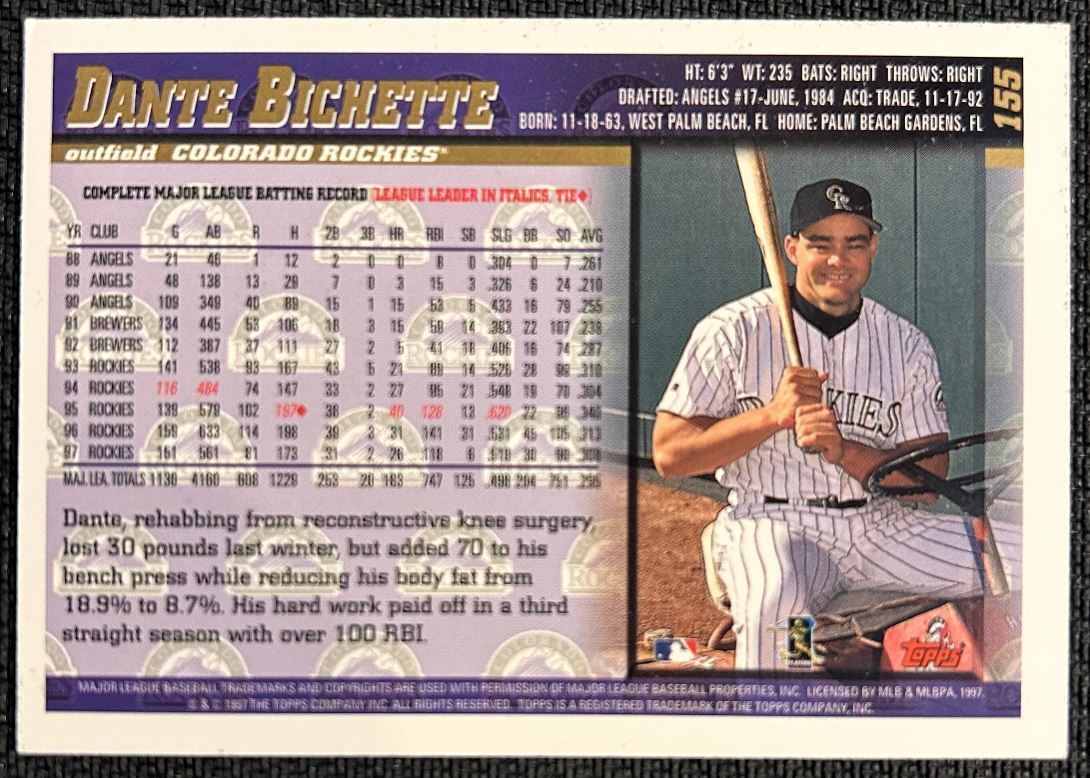 1998 Topps Dante Bichette Colorado Rockies #155