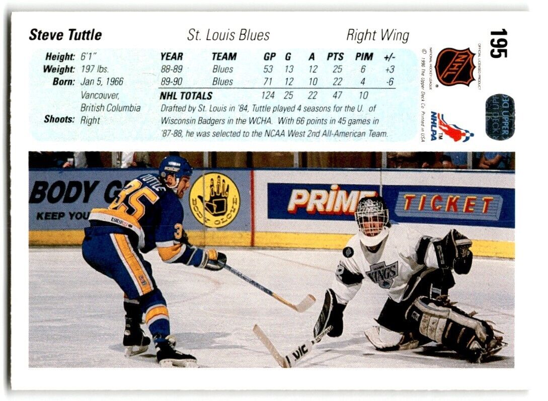 1990-91 Upper Deck Steve Tuttle Rookie St. Louis Blues #195