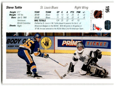 1990-91 Upper Deck Steve Tuttle Rookie St. Louis Blues #195