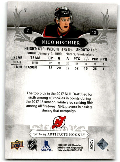 2018-19 Upper Deck Artifacts Nico Hischier New Jersey Devils #7