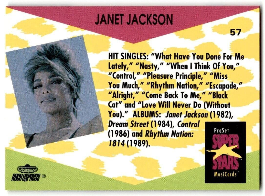 1991-92 ProSet Super Stars MusiCard Janet Jackson #57