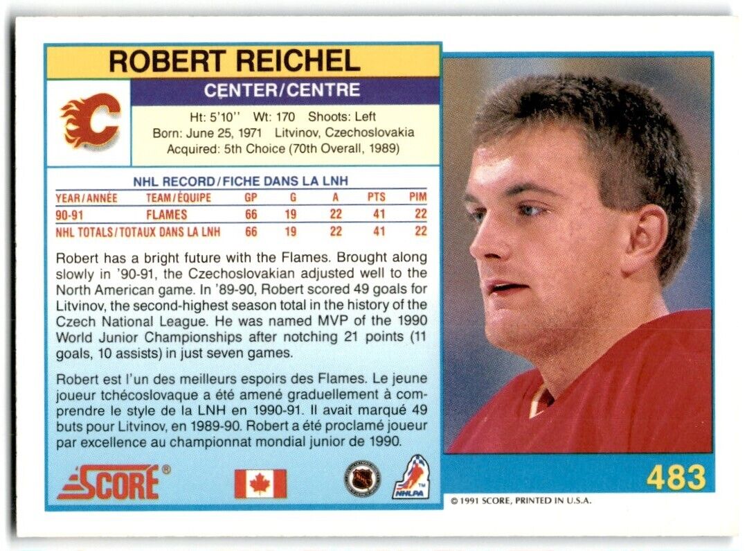 1991-92 Score Canadian Bilingual Robert Reichel Calgary Flames #483