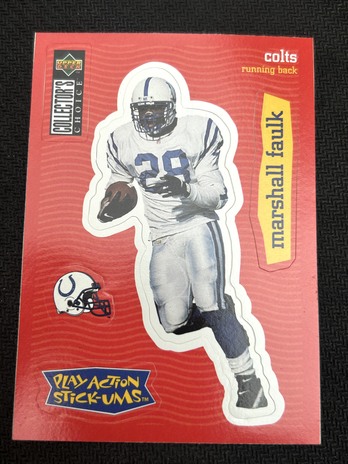 1997 Upper Deck Collector's Choice Marshall Faulk #S20 Play Action Stick-Ums