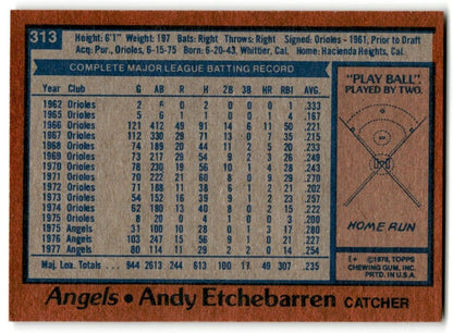 1978 Topps Andy Etchebarren California Angels #313