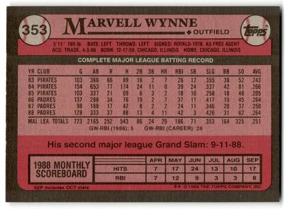 1989 Topps Marvell Wynne San Diego Padres #353