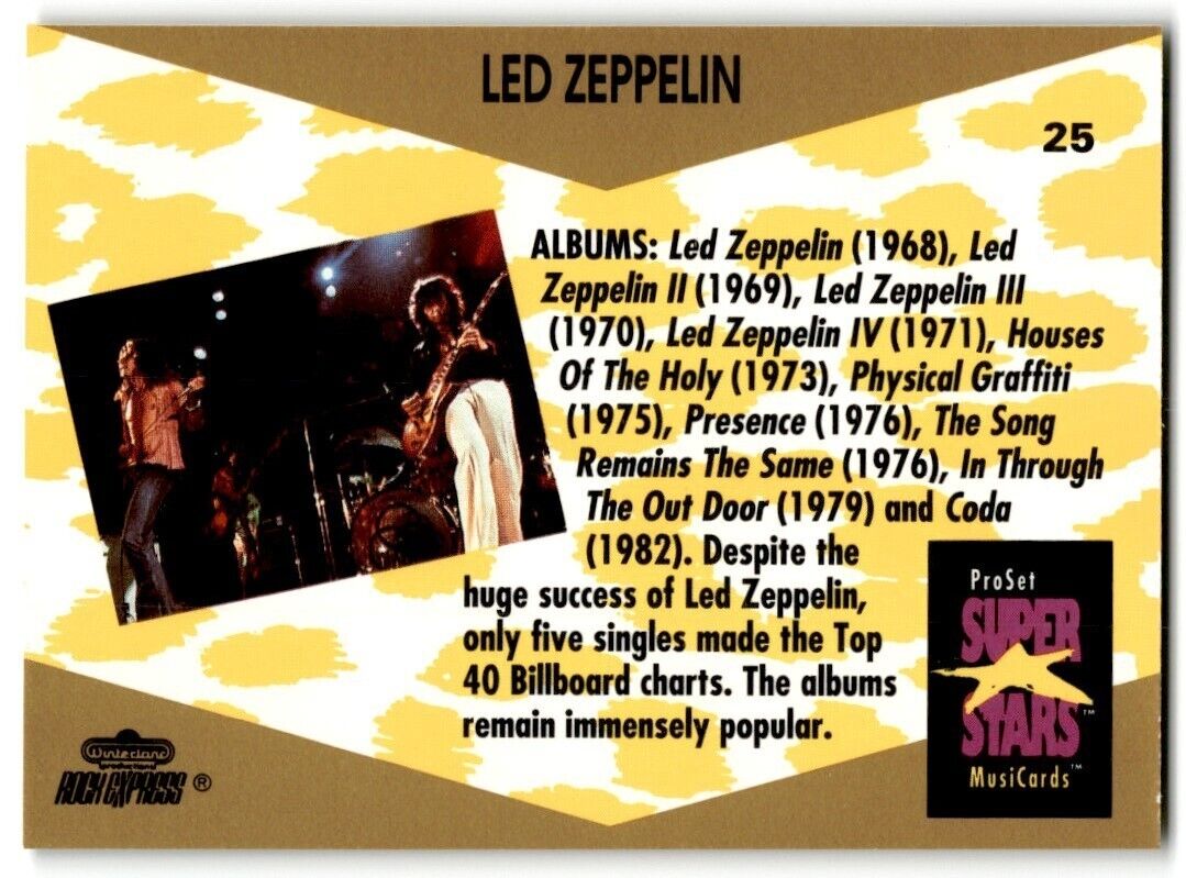 1991-92 ProSet Super Stars MusiCard Led Zeppelin #25