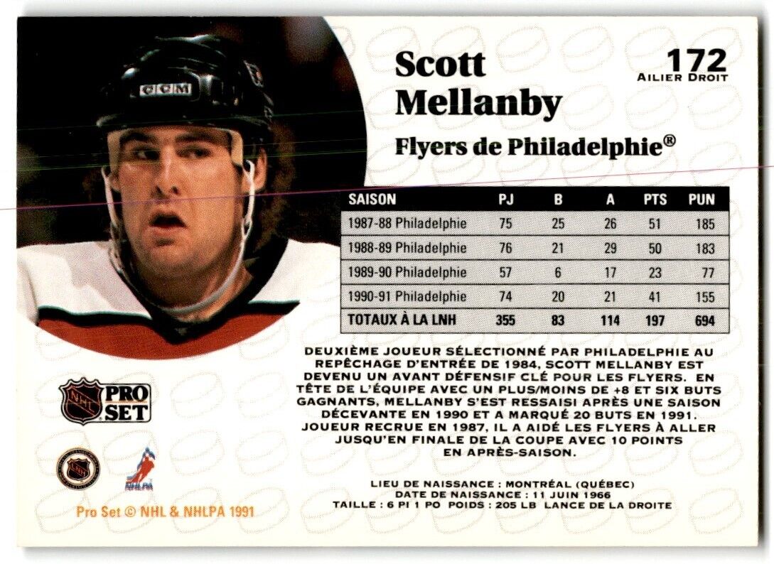 1991-92 Pro Set French Scott Mellanby Edmonton Oilers #172