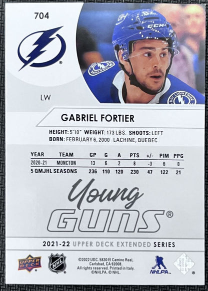 2021-22 Upper Deck Gabriel Fortier Rookie Tampa Bay Lightning #704