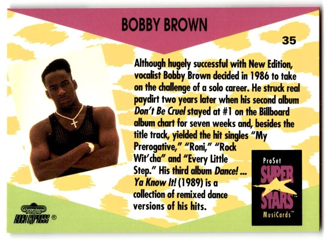 1991-92 ProSet Super Stars MusiCard Bobby Brown #35