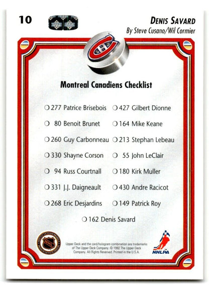 1992-93 Upper Deck Denis Savard Montreal Canadiens #10