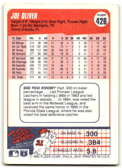 1990 Fleer Joe Oliver Cincinnati Reds #426