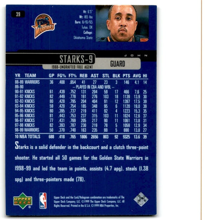 1999-00 Upper Deck John Starks Golden State Warriors #39