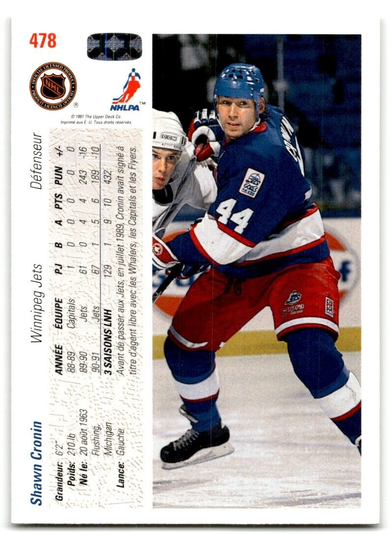 1991-92 Upper Deck French Shawn Cronin Winnipeg Jets #478