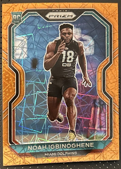 2020 Panini Prizm Orange Laser Noah Igbinoghene Rookie Miami Dolphins #340