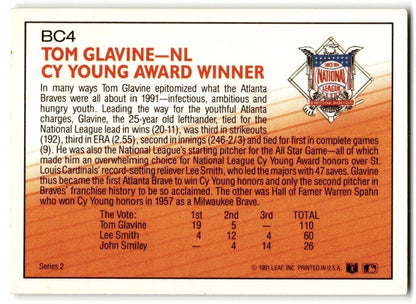 1992 Donruss Tom Glavine Atlanta Braves #BC4