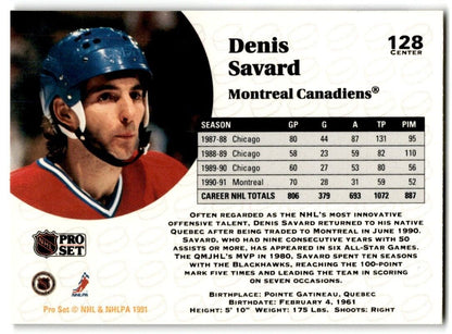 1991-92 Pro Set Denis Savard Montreal Canadiens #128