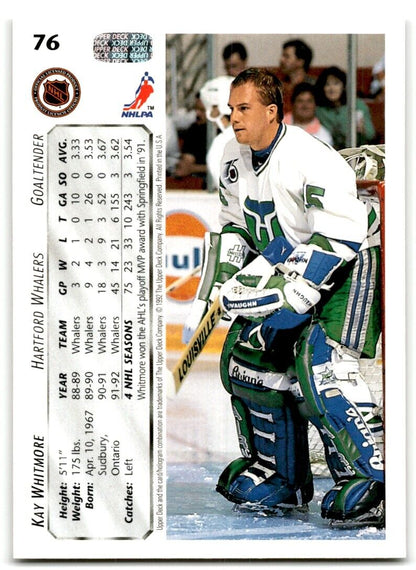 1992-93 Upper Deck Kay Whitmore Hartford Whalers #76