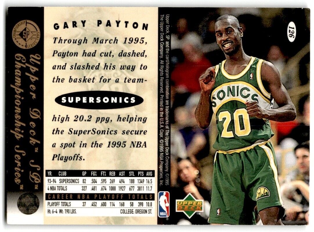 1994-95 SP Championship Gary Payton Seattle SuperSonics #126