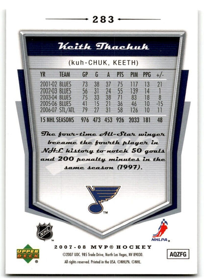 2007-08 Upper Deck MVP Keith Tkachuk St. Louis Blues #283