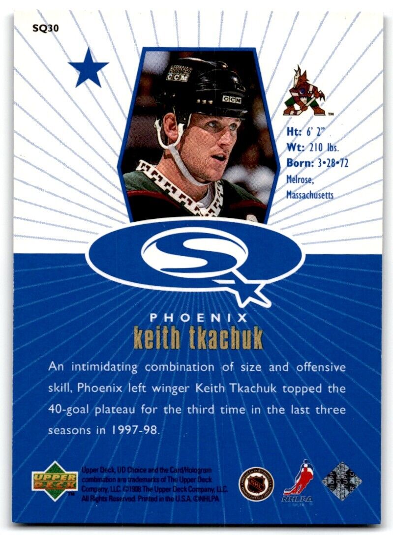 1998-99 UD Choice StarQuest Blue Keith Tkachuk Phoenix Coyotes #SQ30