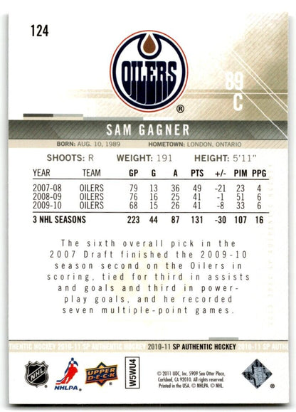 2010-11 SP Authentic Sam Gagner Edmonton Oilers #124