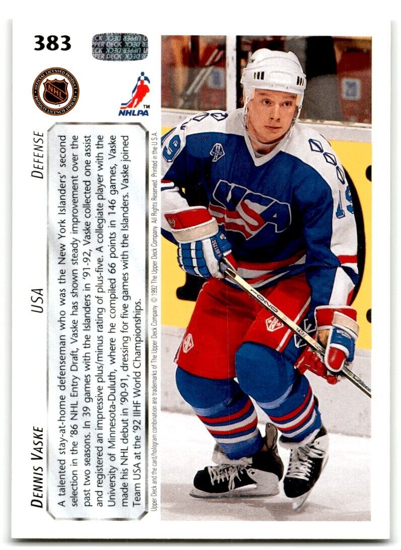 1992-93 Upper Deck Dennis Vaske USA #383