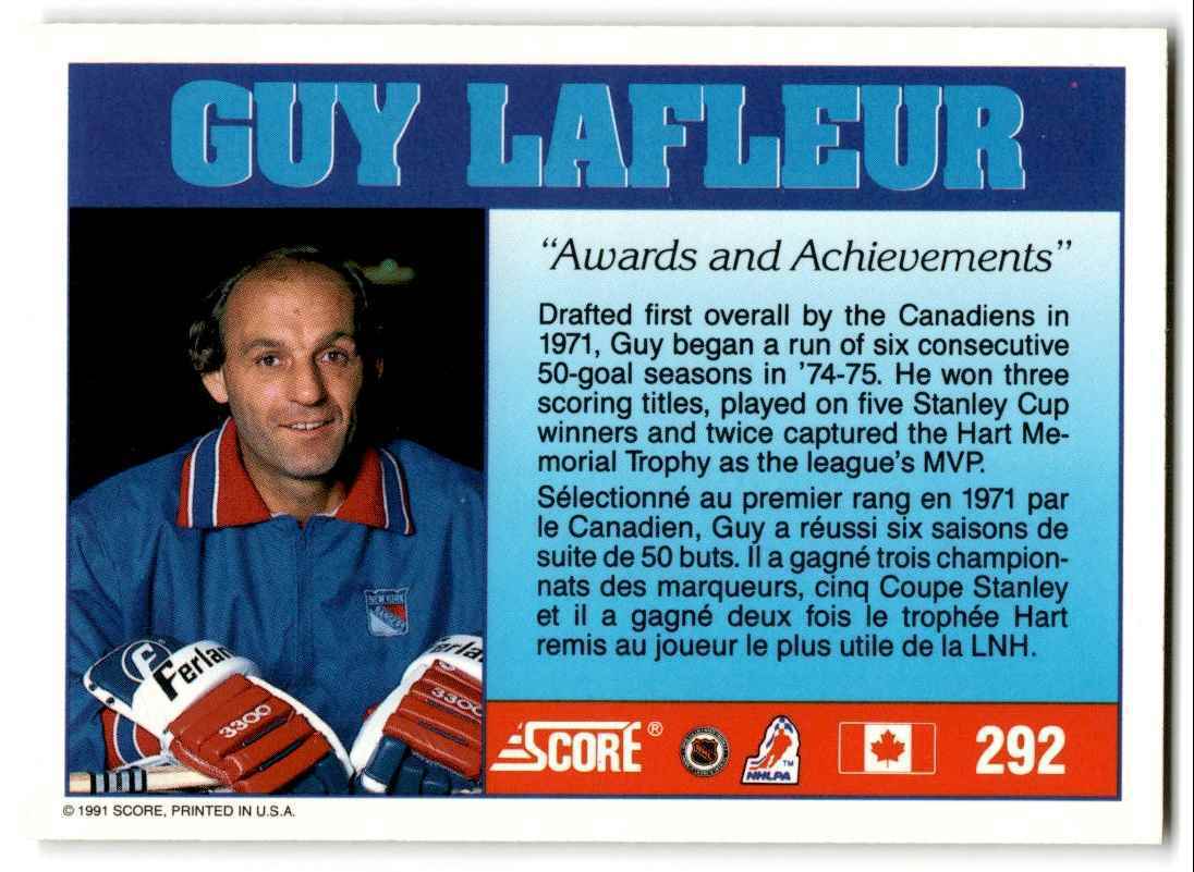 1991-92 Score Canadian Bilingual Guy Lafleur Tribute (Awards and Achievements)