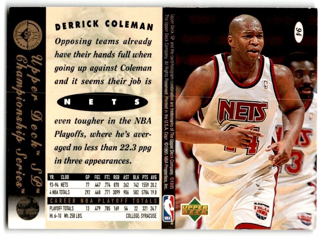 1995-96 SP Championship Series 1995 Derrick Coleman New Jersey Nets #94