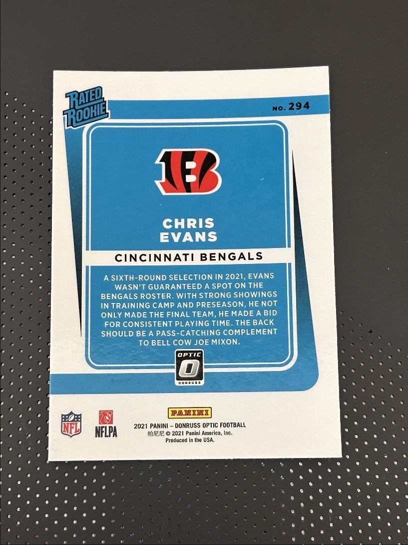 2021 Donruss holo Chris Evans Rookie Cincinnati Bengals #294 Parallel