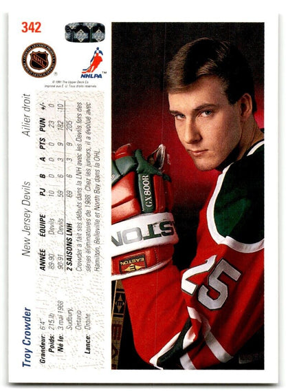 1991-92 Upper Deck French Troy Crowder New Jersey Devils #342