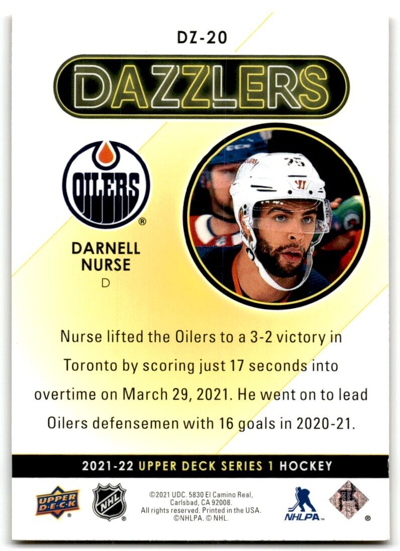 2021-22 Upper Deck Dazzlers Darnell Nurse Edmonton Oilers #DZ-20