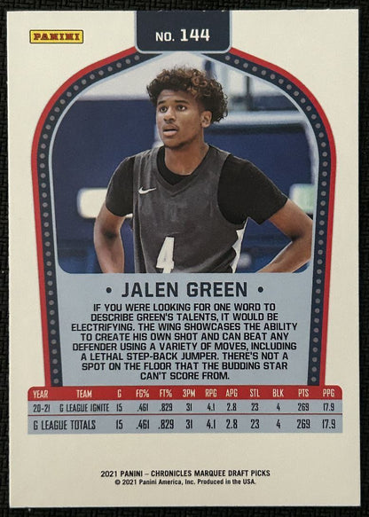 2021-22 Panini Chronicles Marquee Draft Picks Jalen Green Rookie NBA G League