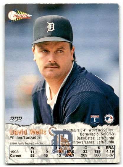 1994 Pacific Crown Collection David Wells Detroit Tigers #232