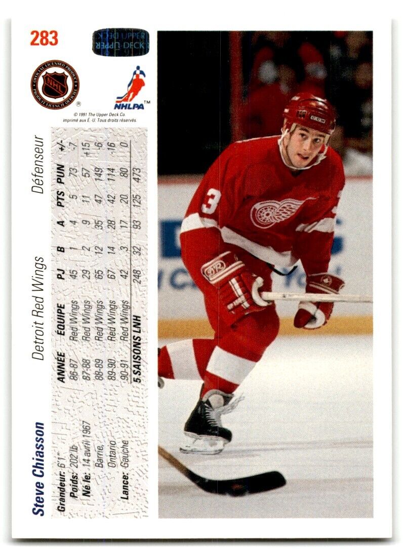 1991-92 Upper Deck French Steve Chiasson Detroit Red Wings #283