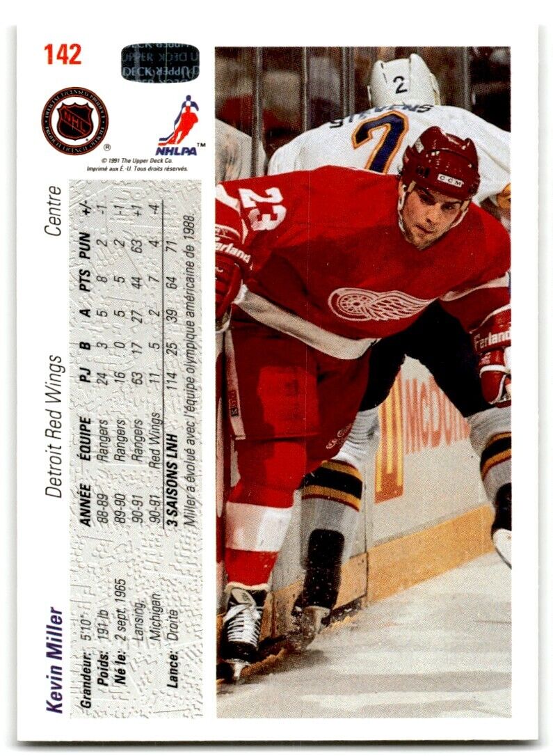 1991-92 Upper Deck Kevin Miller Detroit Red Wings #142