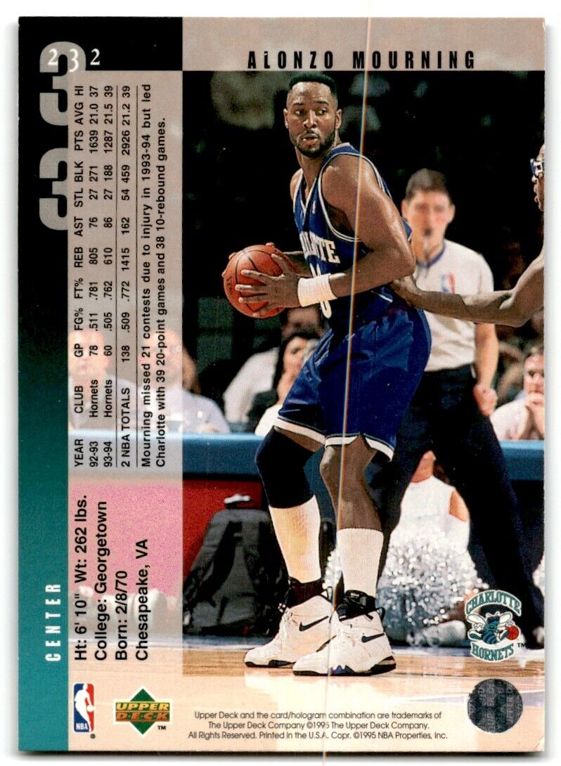 1994-95 Upper Deck Alonzo Mourning Charlotte Hornets #232