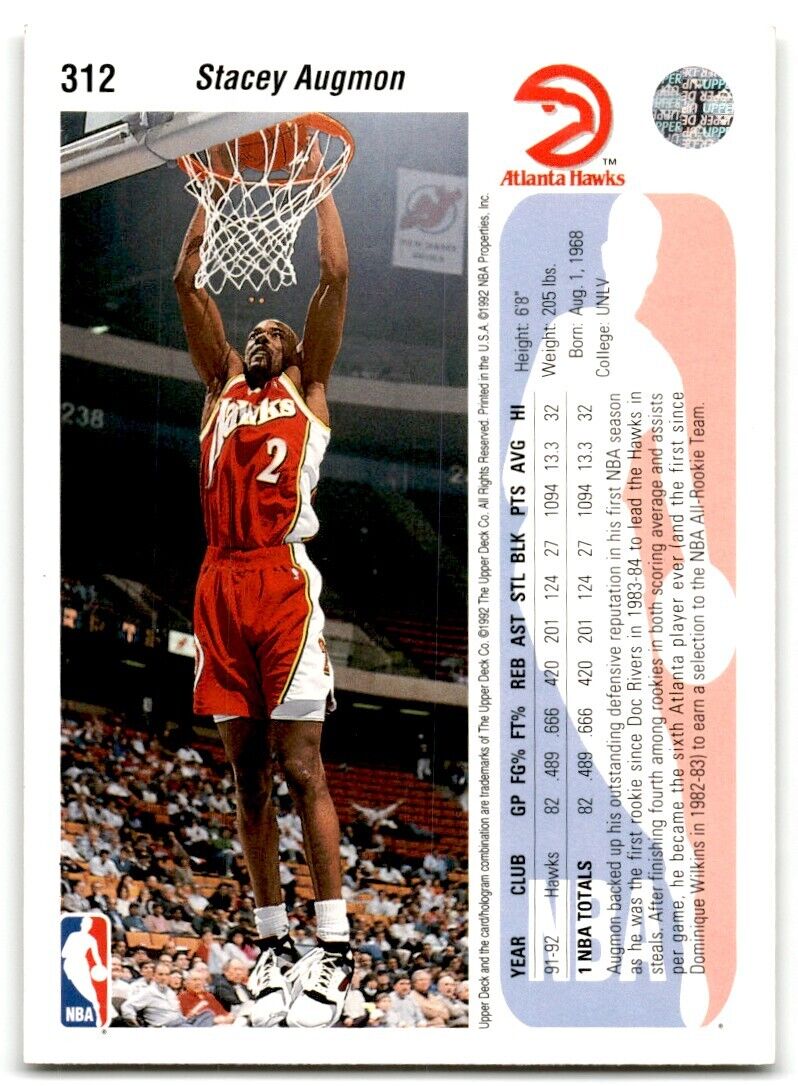 1992-93 Upper Deck Stacey Augmon Atlanta Hawks #312