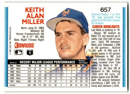 1992 Donruss Keith Miller New York Mets #657