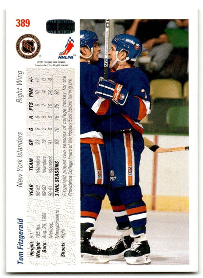 1991-92 Upper Deck Tom Fitzgerald New York Islanders #389