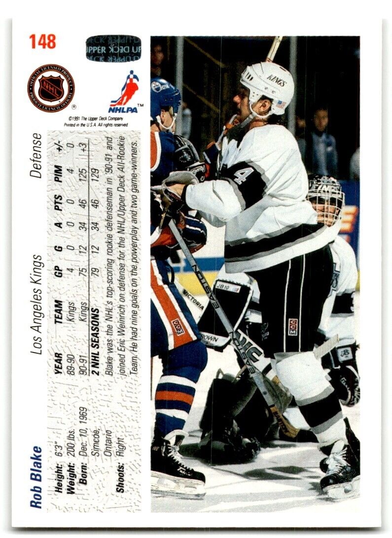 1991-92 Upper Deck Rob Blake Los Angeles Kings #148