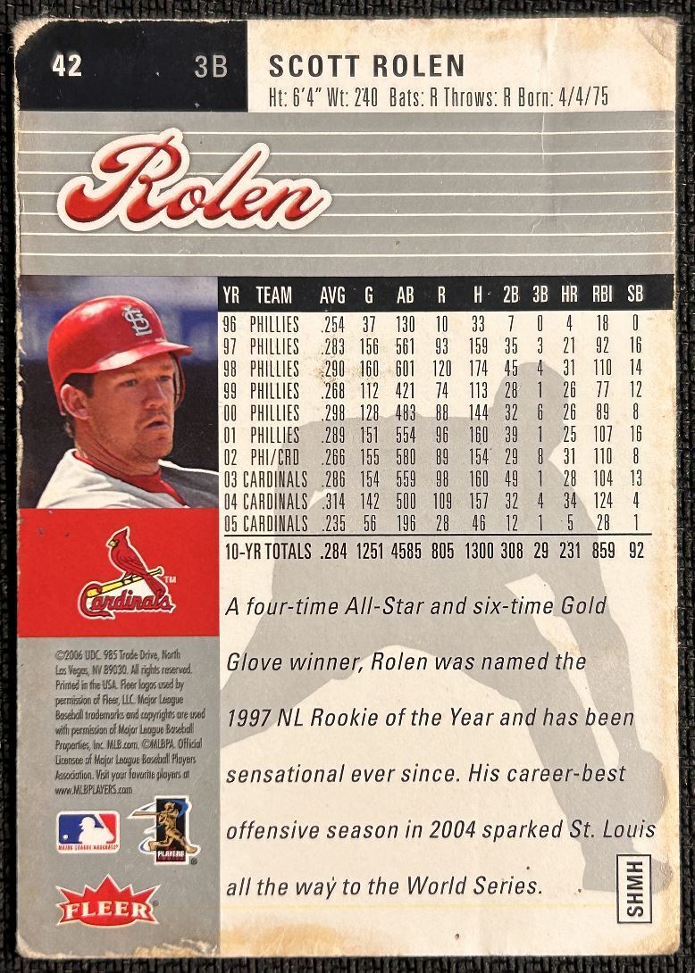 2006 Ultra Scott Rolen St. Louis Cardinals #42