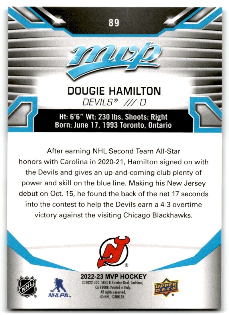 2022-23 Upper Deck MVP Dougie Hamilton New Jersey Devils #89